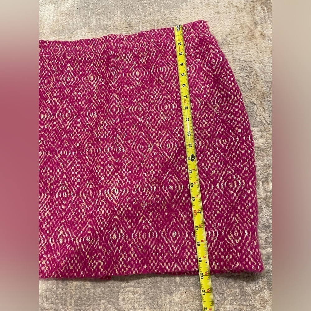 J Crew No 2 Pencil Pink Tweed Lined Skirt Diamond Design Women Size 8 Wool Blend - Picture 8 of 9
